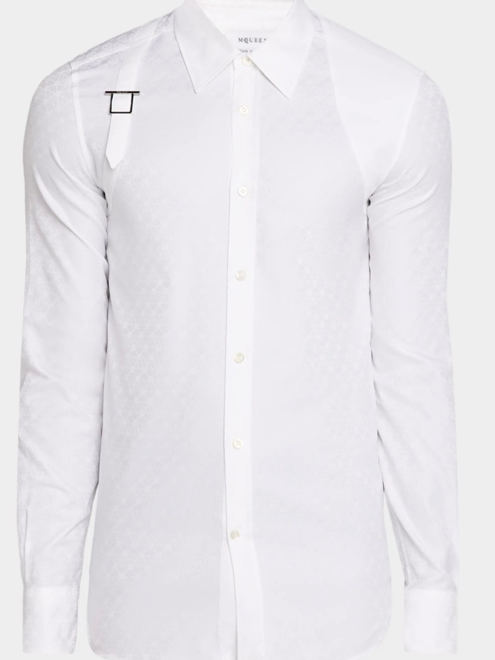 Alexander McQueen White Men's Long-Sleeve Dress Shirt with Pin Detail